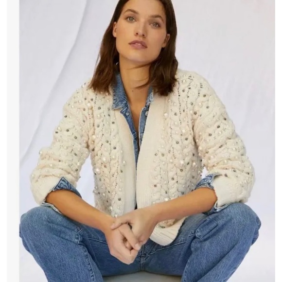 Anthropology festive embellished cardigan one size fits most - Picture 3 of 8